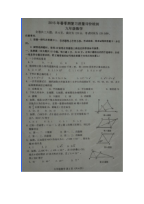 广西北流市2015届九年级下期中考试数学试题