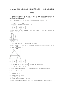 合肥市高新区2017届九年级上期末数学模拟试卷含答案解析