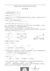 湖南省泸溪县2016届九年级下期中考试数学试题含答案