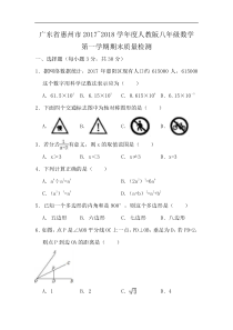 惠州市2018年人教版八年级数学上期末质量检测试卷(含答案解析)