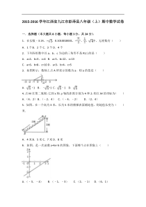 九江市彭泽县XX中学2016-2017年八年级上期中数学试卷含解析