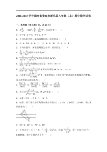 娄底市新化县2016-2017学年八年级上期中数学试卷含答案解析