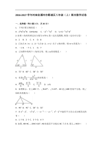 漯河市郾城区2016-2017学年八年级上期末数学试卷含答案解析