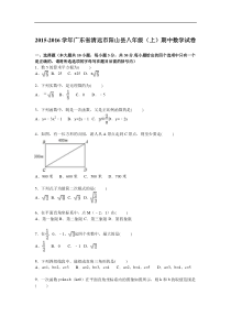 清远市阳山县2015-2016学年八年级上期中数学试卷含答案解析