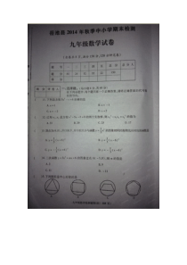 四川省广安市岳池县2015届九年级上期末数学试题及答案