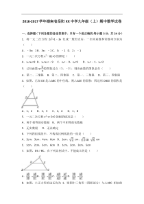 岳阳XX中学2016-2017学年九年级上期中数学试卷含答案解析