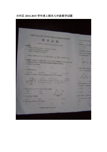 重庆市万州区2015届九年级上期末考试数学试题及答案