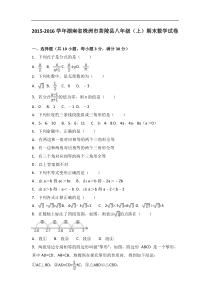 株洲市茶陵县2015-2016学年八年级上期末数学试卷含答案解析