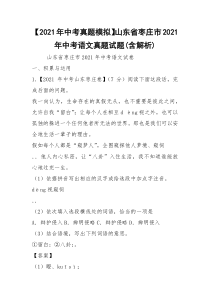 【2021年中考真题模拟】山东省枣庄市2021年中考语文真题试题(含解析)