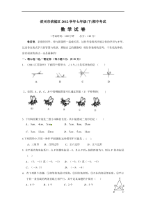 2012年七年级下数学期中考试试题及答案