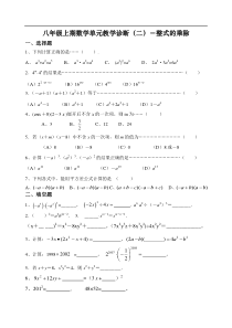 八年级上期数学单元教学诊断(二)-整式的乘除