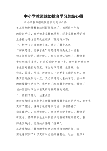 中小学教师继续教育学习总结心得