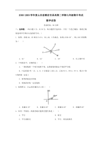 山东潍坊昌邑08-09学年七年级下人教新课标期中考试试卷--数学