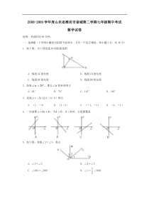 山东潍坊诸城08-09学年七年级下人教新课标期中考试试卷--数学