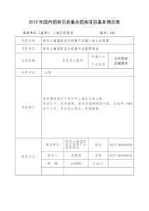 XXXX年杭州国内招商引资重点招商项目