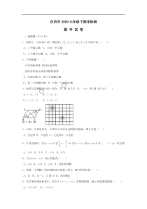 四川自贡2009七年级下期末检测试卷--数学