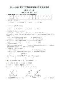 泰安十中七年级下学期数学期末模拟试题