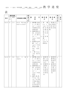 三年级下册英语教学进度表