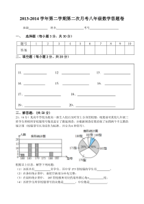 龙岩七中2013-2014第二学期八年级数学第二月考答题卷