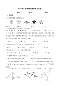 广东省珠海市平沙第一中学2013-2014学年八年级上学期期中复习数学试题（1）