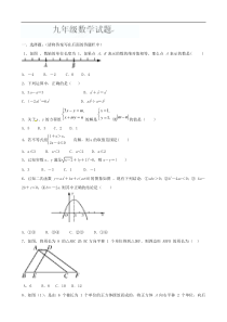 山东省淄博市周村区萌水中学2013届九年级3月阶段测试数学试题（无答案） 