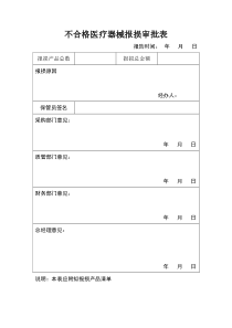 不合格医疗器械表格