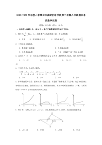 山东潍坊高密初中学段08-09学年八年级下期中考试试卷