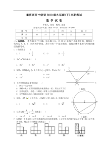 2010年重庆市南开中学中考数学模拟试题（期中试题）