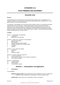 Standard 3.2.3 - Food Premises and Equipment