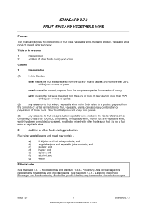 Standard 2.7.3 - Fruit Wine and Vegetable Wine