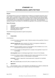 Standard 1.6.1 - Microbiological Limits for Food