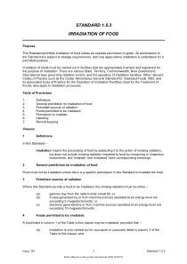 Standard 1.5.3 - Irradiation of Food