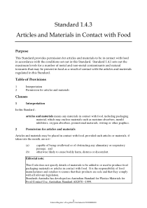 Standard 1.4.3 - Articles and Materials in Contact