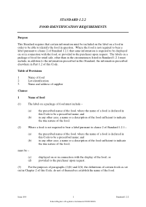 Standard 1.2.2 - Food Identification Requirements