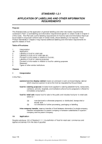 Standard 1.2.1 - Application of Labelling and Othe