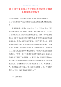 XX公司主要负责人关于组织落实巡察反馈意见整改情况的报告