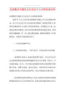 巡视整改专题民主生活会个人对照检查材料