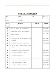 公司员工宿舍安全卫生检查表