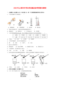 2020年上海市中考化学试题及参考答案(word解析版)