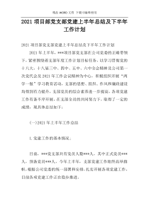 2021项目部党支部党建上半年总结及下半年工作计划