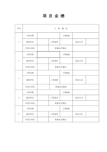 工程项目业绩表