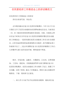 在民营经济工作推进会上的讲话稿范文