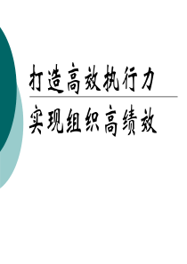 打造高效执行力实现组织高绩效