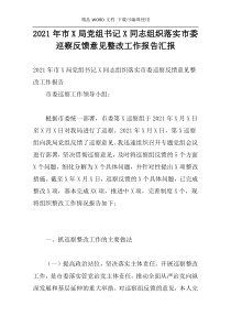 2021年市X局党组书记X同志组织落实市委巡察反馈意见整改工作报告汇报