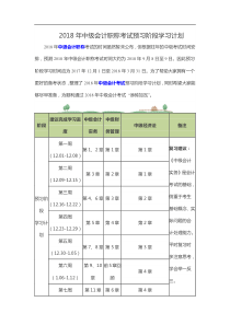 2018年中级会计职称考试预习阶段学习计划