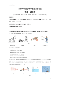 云南省2019年中考物理试卷及答案