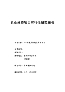 蔬菜集约化育苗项目投资可行性研究报告