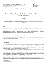 数学学习中问题解决、计算机技术以及学生动机研究(IJEME-V1-N1-1)