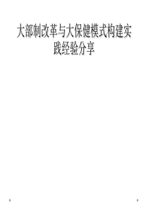 大部制改革与大保健模式构建实践经验分享