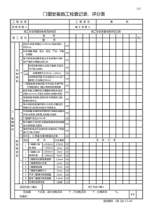 门窗安装施工检查记录评分表